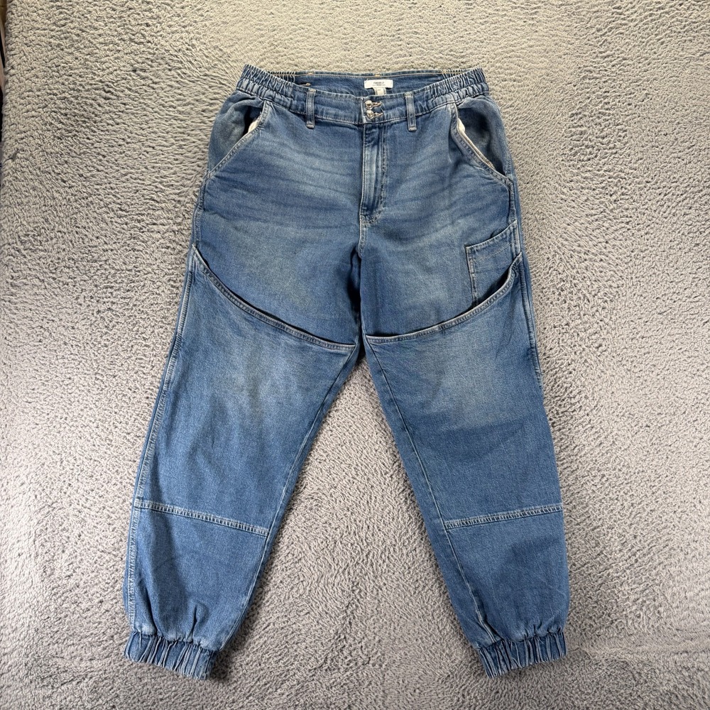 Forever 21 Jeans Womens 29x29 Blue Cotton Denim Tapered Jogger Faded Stretch
